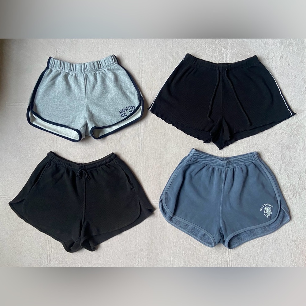 BRANDY MELVILLE & JOHN GALT Shorts, One Size, Black, Gray, Blue, Lot of 4, GUC